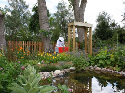 Photo of a Beekeeper working in a Garden
