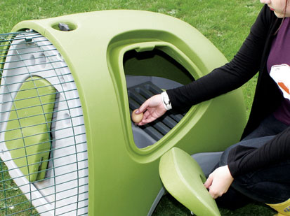 Image of the Eglu's Eggport being opened