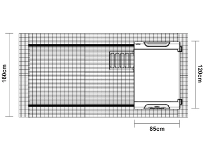 Image showing the dimensions of an Eglu Cube from the top