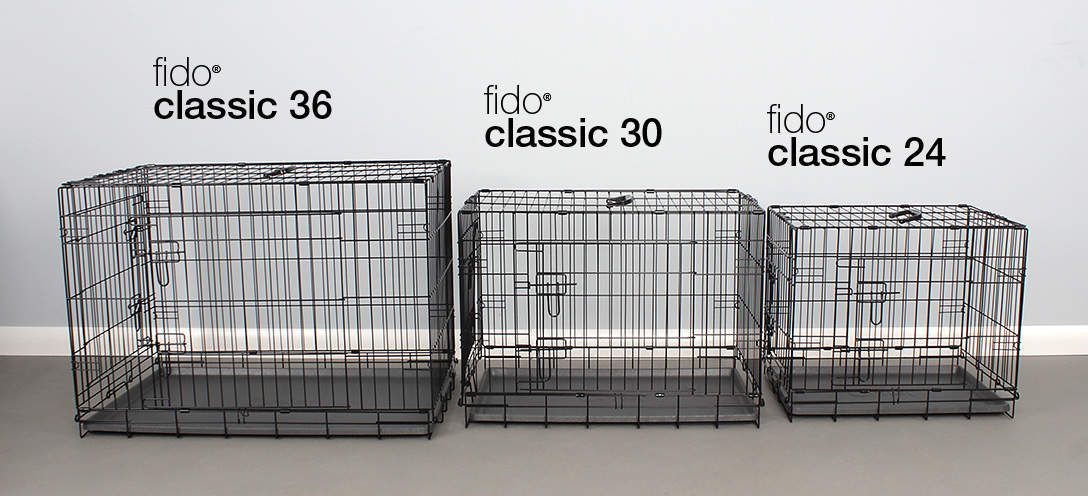 Die 3 Größen der Fido Classic Hundetransportbox nebeneinander