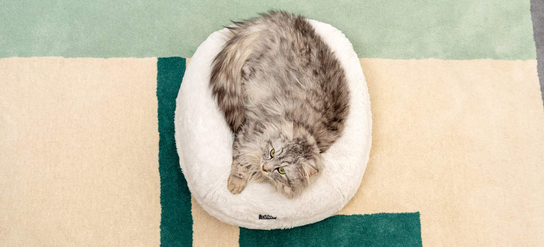 Die feste Donut-Form ermöglicht es Ihrer Katze, in das tiefe Kissen zu sinken und trotzdem rundum gestützt zu sein. Wie in einer warmen, wohligen Umarmung!