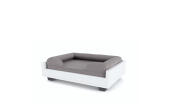 Ein graues polsterbett aus memory-schaumstoff auf einem Fido sofa, größe 24