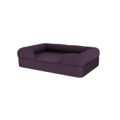 Ein dunkelviolettes memory-schaumstoff-hundebett.