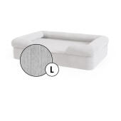 Große nackenrolle hundebett corduroy cover in pebble grey shade by Omlet.