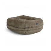 Omlet Lux ury superweiches donut-katzenbett in mausbrauner farbe