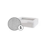 Kleine nackenrolle hundebett corduroy cover in pebble grey shade by Omlet.