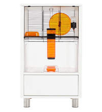 Hamster- und Rennmauskäfig "Qute" mit Stauraum - Weiss