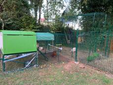 Omlet grün Eglu Cube großer hühnerstall und auslauf verbunden mit einem begehbaren hühnerstall