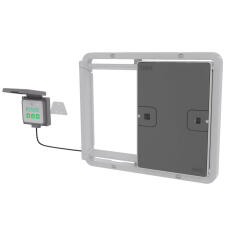 Automatische hühnerstalltür grau