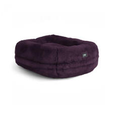 Omlet Lux ury superweiches donut-katzenbett in der farbe feige lila