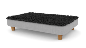 Topology Hundebett mit Mikrofaser Topper Anthrazitgrau und runden Holzfüßen - Large
