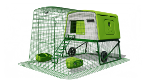 Eglu Cube Hühnerstall mit Auslauf (2 m) und Rädern - Grün