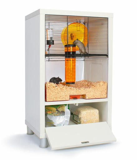 Weiß Qute hamsterkäfig mit aufbewahrung offen