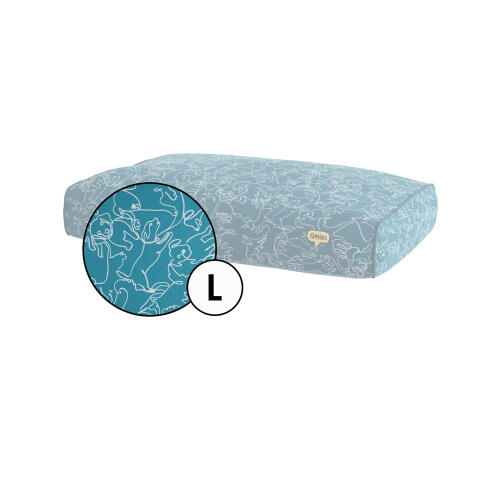Großes kissen hundebett bezug in teal doodle dog print von Omlet.