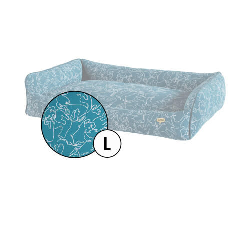 Großes nest hundebett decke in teal doodle hund druck von Omlet.