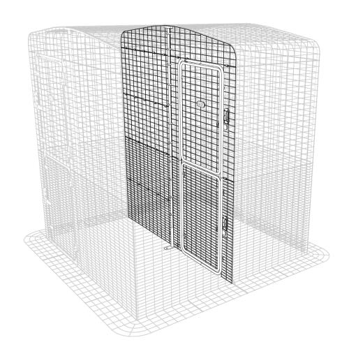 Ein diagramm einer trennwand in voller höhe eines begehbaren 2x2-laufs