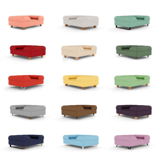 Komplette Palette von 15 Farben für das Omlet Memory-Foam-Polsterbett