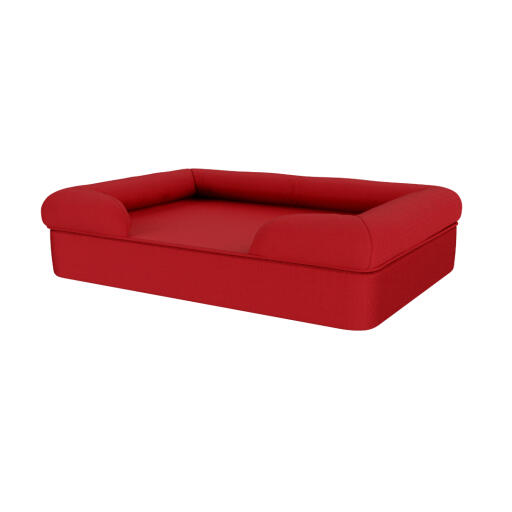 Ein rotes memory-schaum-hundebett.