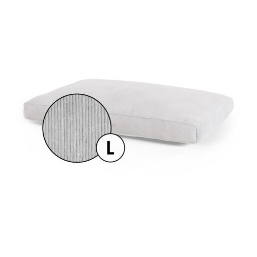 Großes kissen hundebett corduroy cover in pebble grey shade by Omlet.