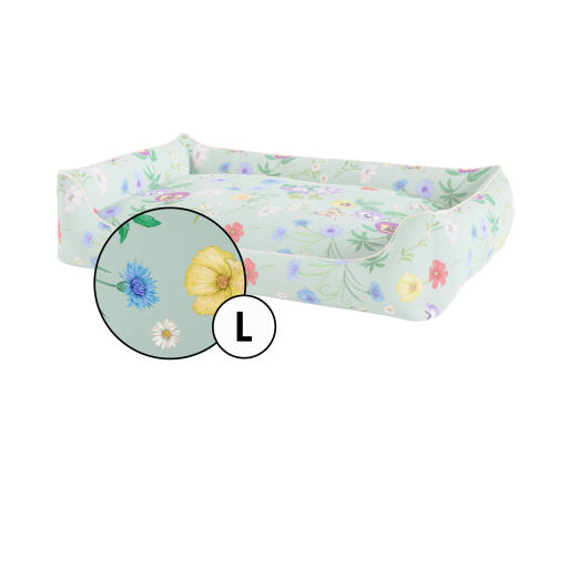 Großer nest hundebettbezug in gardenia sage print by Omlet.