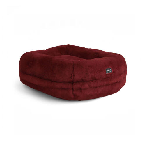 Omlet Lux ury superweiches donut-katzenbett in der farbe rubinrot