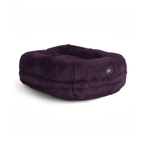Omlet Lux ury superweiches donut-katzenbett in der farbe feige lila