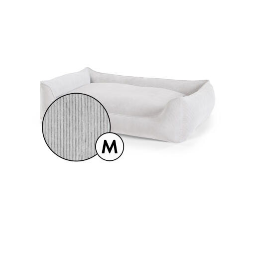 Mittelgroßes nest hundebett corduroy cover in pebble grey shade by Omlet.