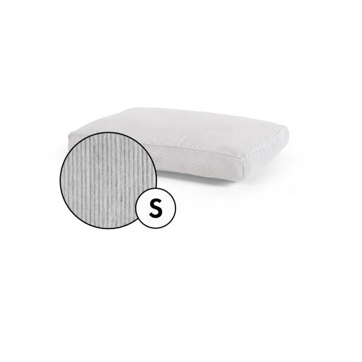Kleines kissen hundebett corduroy cover in pebble grey shade by Omlet.