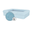 Großes himmelblaues hundebett.