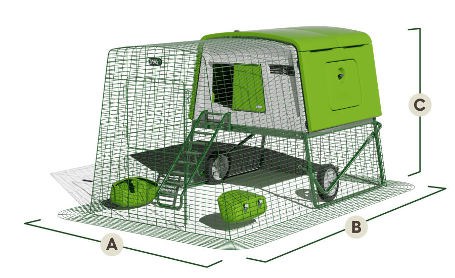 Eglu Cube mit 2m lauflänge abmessungen uk & eu