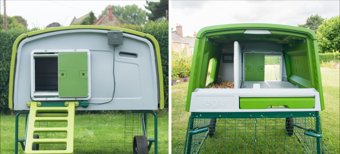 Die 'Autodoor' Automatische Hühnerstalltür ist sowohl mit dem Eglu Cube Mk1 als auch mit dem Mk2 kompatibel.