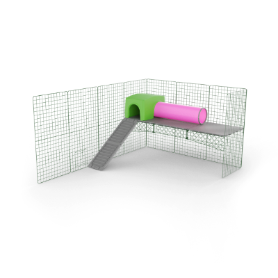 Zippi Kaninchen Plattformen - 3 Platten mit grünem Unterschlupf und  Spieltunnel