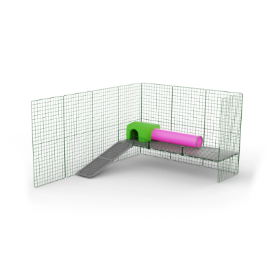 Zippi Meerschweinchen Plattformen - 3 Platten mit grünem Unterschlupf und Spieltunnel