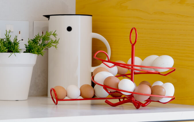 red egg skelter in a modern kitchen